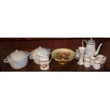 Royal Worcester "Viceroy" pattern coffee set, pair of LSA white porcelain tureens, Aynsley fruit