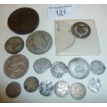 Silver coins, inc. a 1927 Australian Canberra Florin, a 1797 Cartwheel Penny, etc.