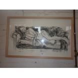 Life study of reclining nude on a Chesterfield sofa by Kath Scogin