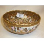 Early 20th c. Japanese Satsuma bowl with 1000 faces decoration, signed, 16cm diameter