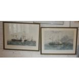 Two colour engravings of 19th c. steam frigates "HMS Geyser" and HMS The Terrible" after the