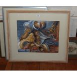 Abstract organic gouache still life by BRANKA, 1991, 27" X 31"