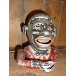 Painted aluminium mechanical novelty jolly black man money box