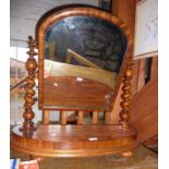 Victorian mahogany arch topped toilet mirror on barley-twist uprights