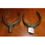 Pair old bronze rowlocks