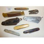 Old pen and pocket knives, makers include Bennett, and Heron