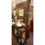 Victorian carved oak hallstand with mirror to back