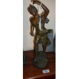 Bronzed figure of a girl by A. Rucho