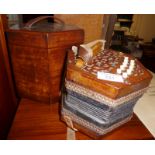 A Victorian 22 key concertina in hexagonal mahogany box with lid