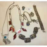 Mixed lot of vintage white metal jewellery, inc. necklaces and bracelets