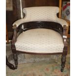 Edwardian mahogany framed upholstered tub chair