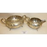 Dutch silver Art Nouveau sugar bowl and milk jug, hallmarked for 1906, Christian F. Heise for S &