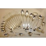 Good collection of silver cutlery and flatware, mostly Old English pattern by John Round & Son,