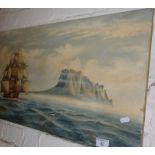 Marine oil on canvas of a galleon, signed Kit