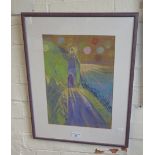 A pastel painting by Reg Batterbury (b.1928), signed and dated @96 and titled verso Lovers Walk,