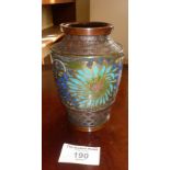 Oriental Cloisonné enamel and bronze vase, 12cm tall