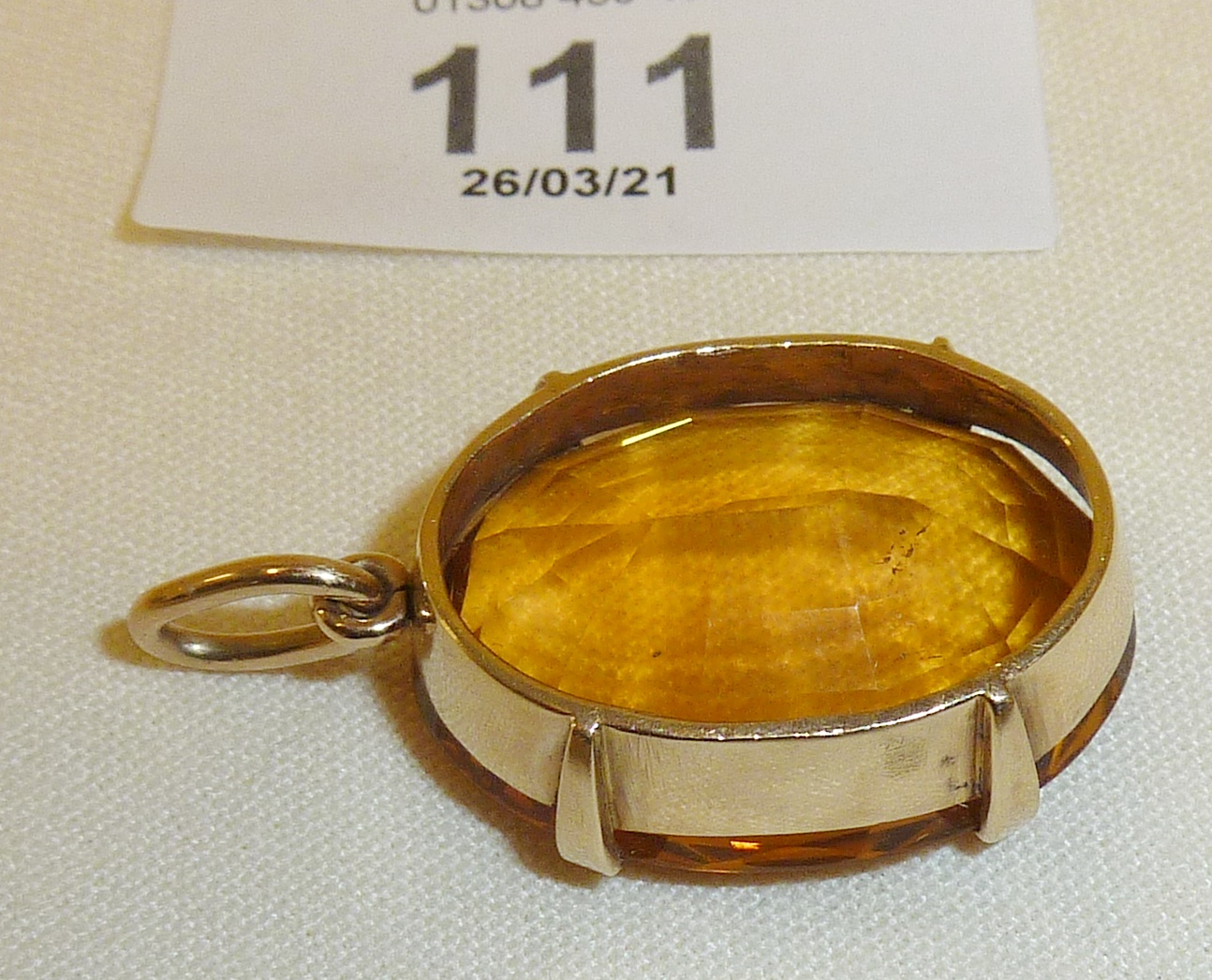 9ct gold (unmarked) citrine pendant - Image 2 of 2