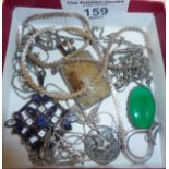 Mixed lot of silver jewellery to include chains and pendants, Hot Diamond, St.Christopher, Fossil,