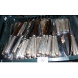 Large quantity of silver plated cutlery - table knives, in the Panel Reed pattern