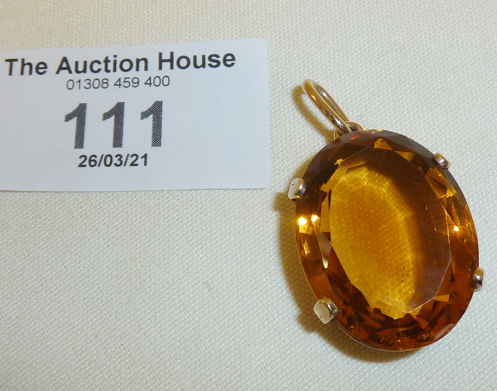 9ct gold (unmarked) citrine pendant