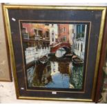 Limited edition 140/175 colour print of an oil painting of Venice canal, signed lower right in