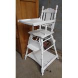 Edwardian painted beech adjustable child's highchair