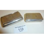 Two silver snuff boxes, one hallmarked for Chester 1901 - Rolaston Brothers. The other with bright