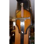 Replica Scottish broad sword with hanging board