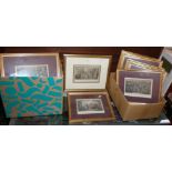 Six framed coloured 19th c. 'Tom and Jerry' coloured engravings after Cruickshank and Eight framed