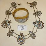 Victorian enamel festoon necklace and similar hinged bangle A/F