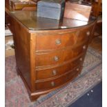 Bow fronted mahogany chest of five drawers, 29" wide x 20" deep x 30" tall