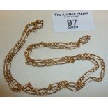 Unmarked 9ct rose gold chain, approximately 2' long and 11gm in weight