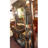 Large Victorian carved oak hallstand with mirror to back