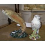 Beswick figures of a leaping trout, no.1032 and a kookaburra no.1159