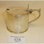 Victorian silver mustard pot, Sheffield 1903, blue glass liner