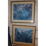 Two colour prints of Cornish harbours after Morton