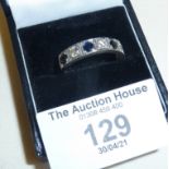 18ct white gold sapphire and diamond ring, approx UK size P