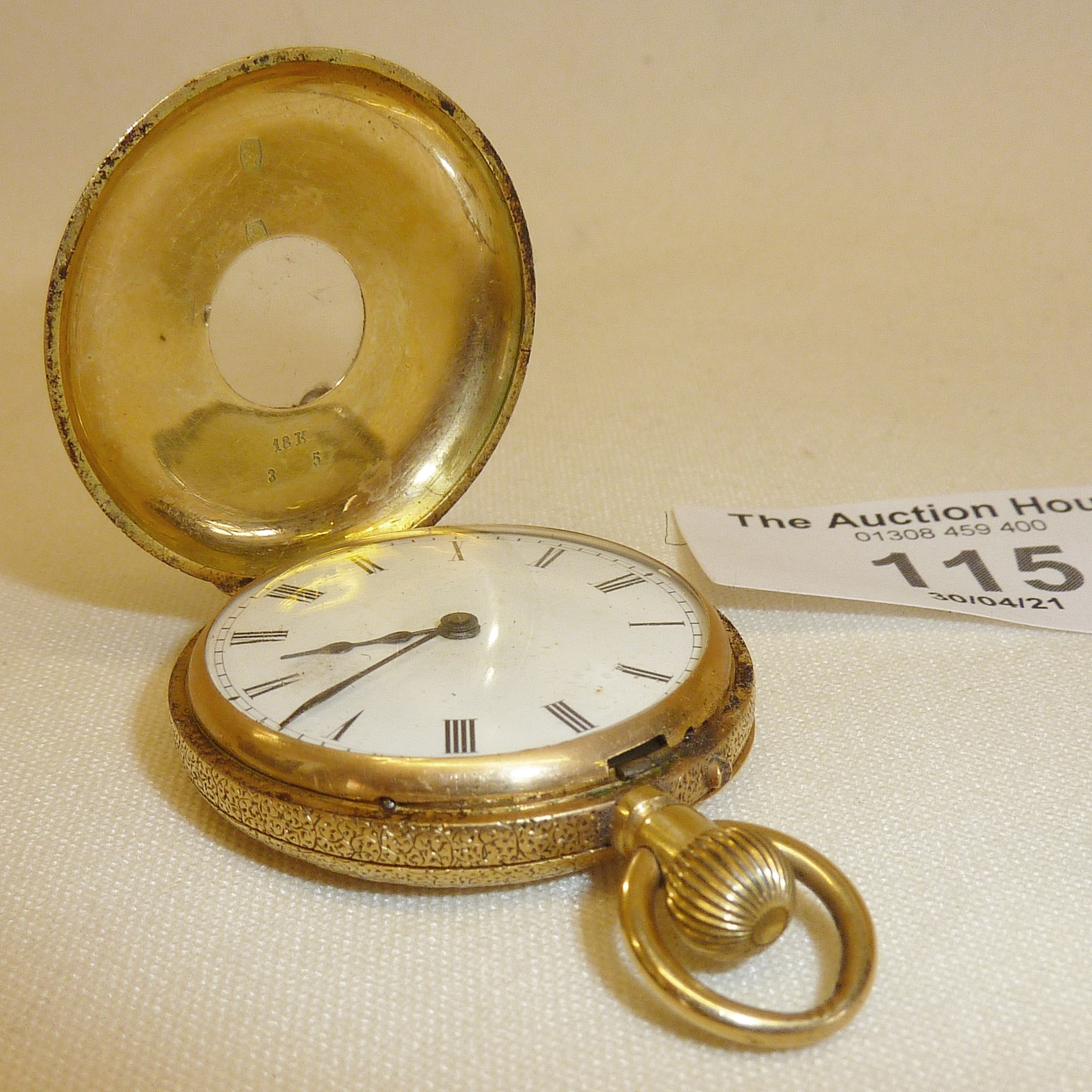 18ct gold and guilloche enamel ladies' pocket watch, gross weight approx, 36g - Image 2 of 3