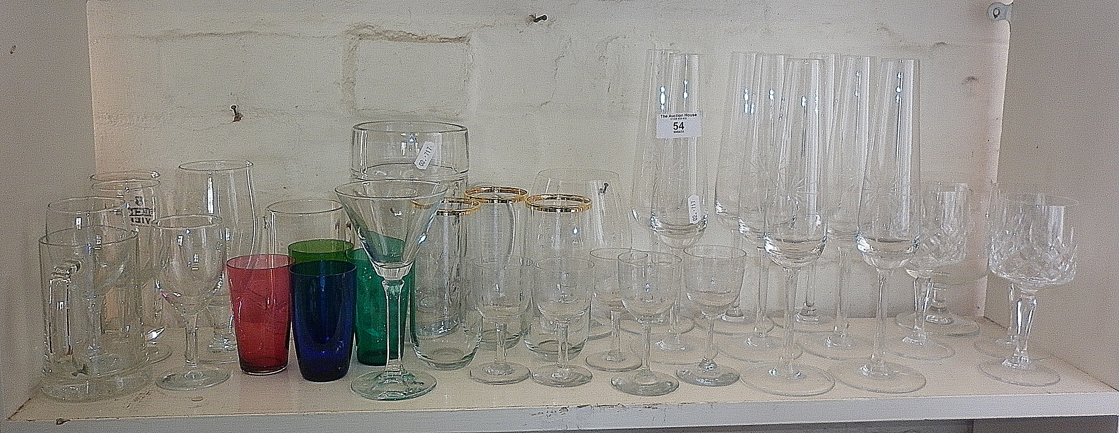 Champagne flutes and other drinking glasses