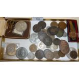 Assorted old coins and medallions