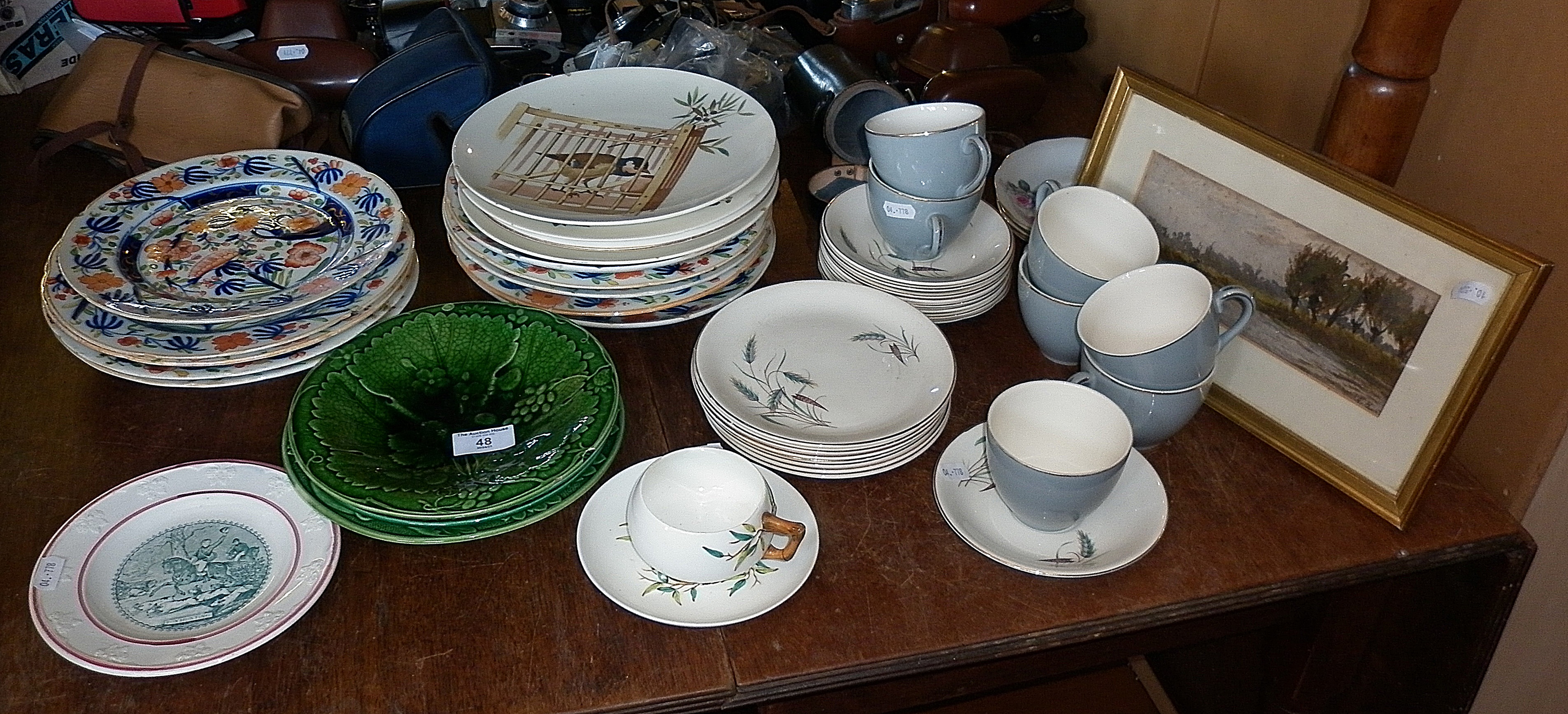 Quantity of assorted china plates, Alfred Meakin "Wheatsheaf" cups and saucers and a small