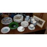 Quantity of assorted china plates, Alfred Meakin "Wheatsheaf" cups and saucers and a small