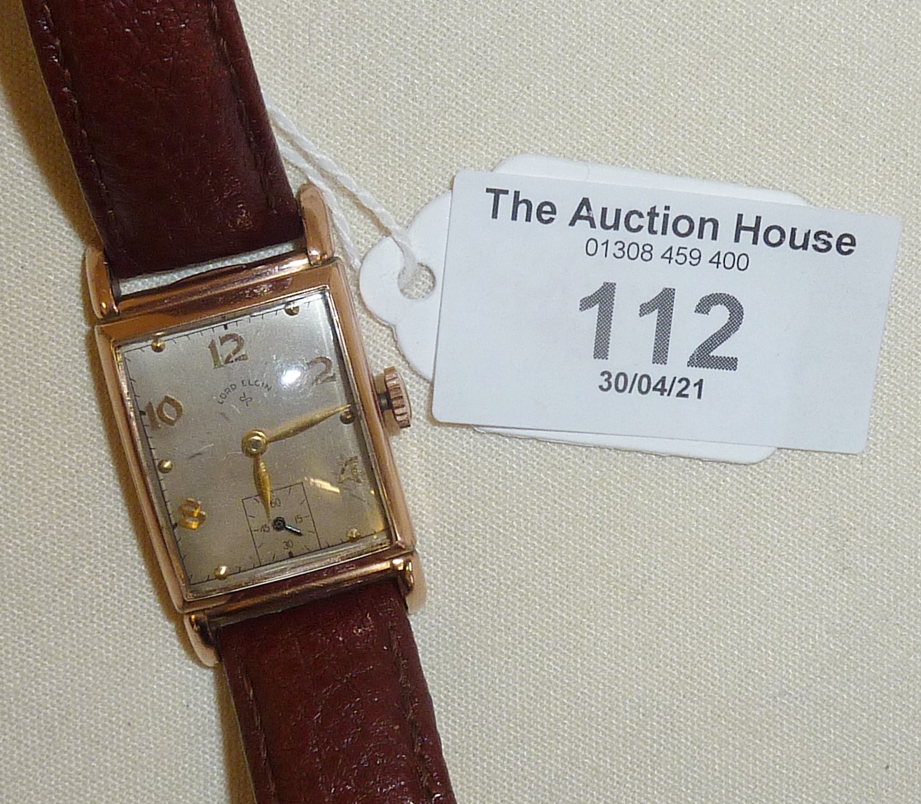 Lord Elgin 10k gold filled gent's vintage wrist watch (ticking)