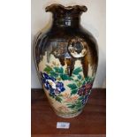 Large Japanese Kutani-type enamelled vase, signed, 34cm