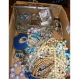 1950's and later costume jewellery with a contemporary jewellery box