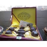 Chinese Yixing tea set of teapot, 6 cups and saucers, boxed with COA
