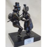 Bronze of Dutch couple on marble base, approx 5.5"