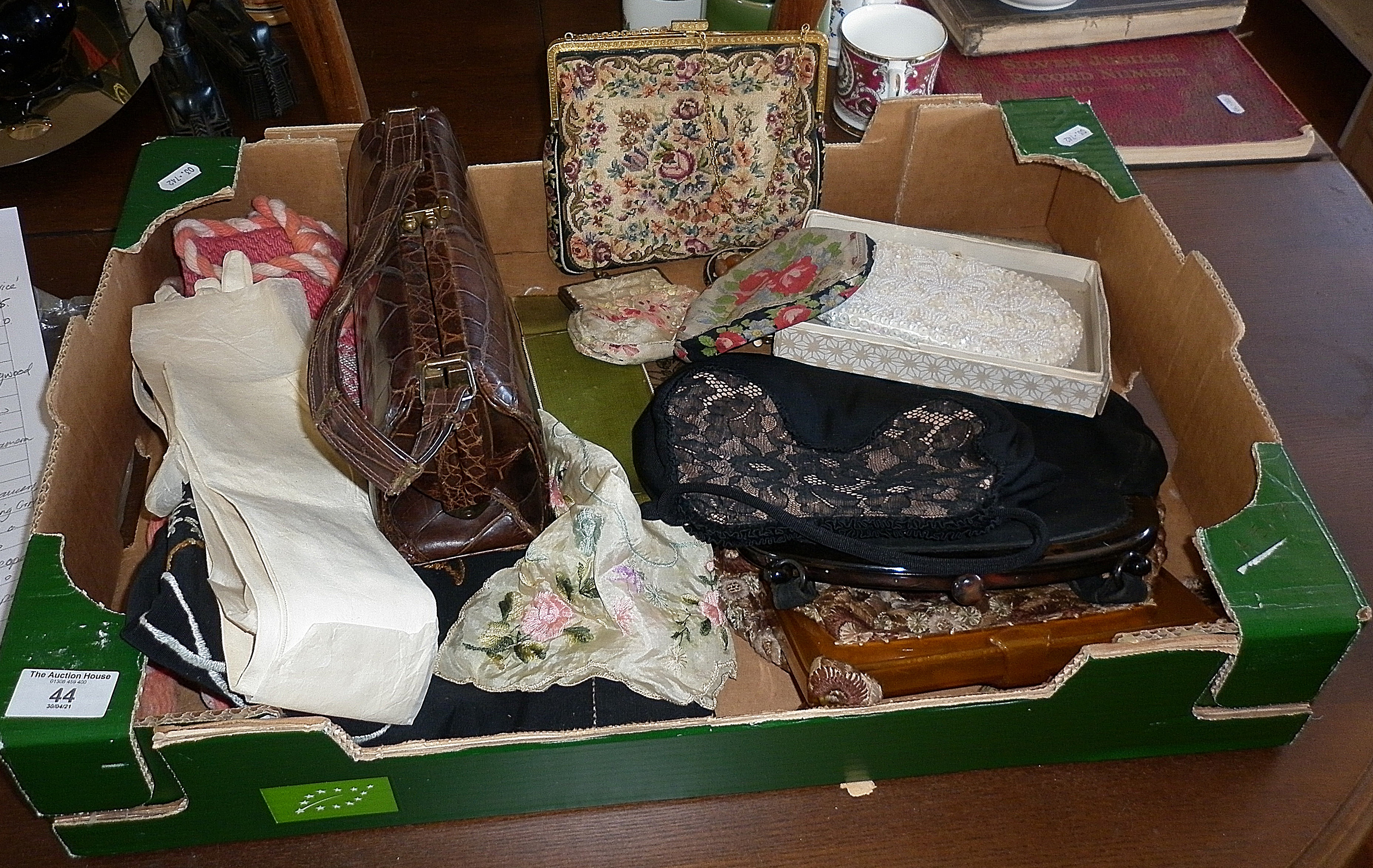 Ten various vintage handbags, clutch bags and purses