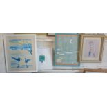 Four various pictures, inc. a Clinton Banbury litho titled "I love my Aga"