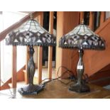 Pair of modern table lamps with Tiffany-style shades